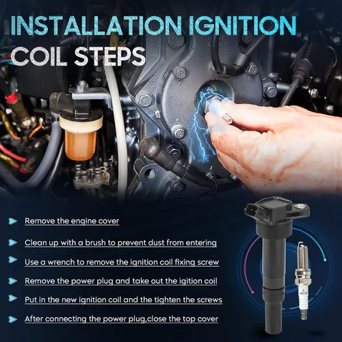 Vista 7 de Paquete de 4 bobinas de encendido con 4 bujías de iridio compatibles con Hyundai Elantra Coupe GT Tuscon Kia Forte Koup Soul 1.8L 2.0L, reemplazo