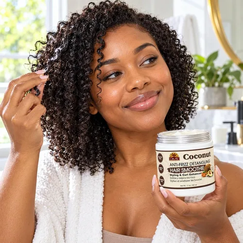 Vista 9 de Okay Batido desenredante de coco antiencrespamiento para el cabello, 17 onzas, blanco, 17 onzas