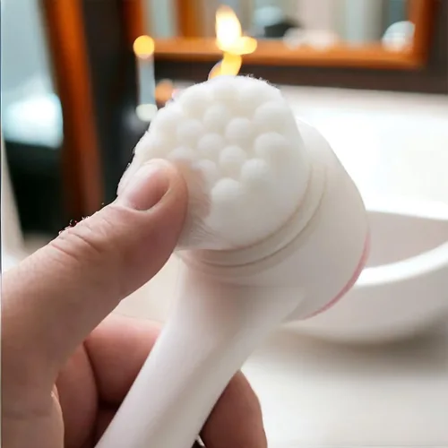 Vista 4 de Cepillo facial, 2 en 1, cepillo exfoliante de limpieza facial, cerdas suaves de doble cara y limpiador facial de silicona. Exfoliación profunda