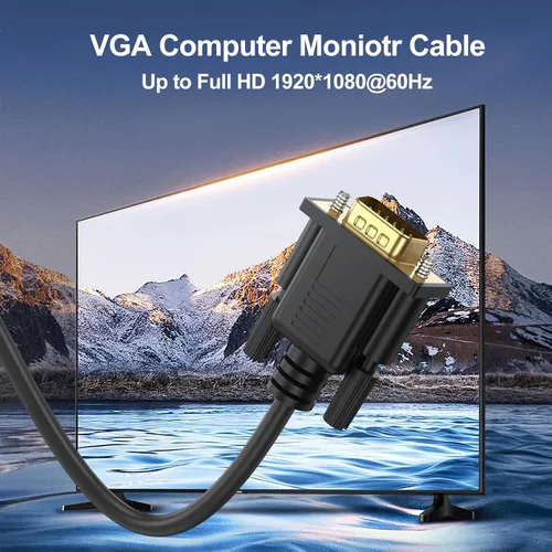 Vista 2 de Cable VGA de 3 pies, paquete de 5 unidades, monitor chapado en oro VGA