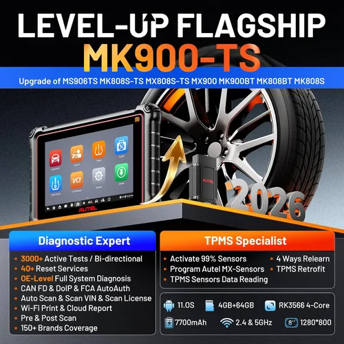 Vista 2 de Autel Escáner TPMS MaxiCOM MK900-TS, herramienta bidireccional 2026 actualizada de MaxiCheck MX808S-TS, MK808S-TS, MS906TS con servicio 40+, más
