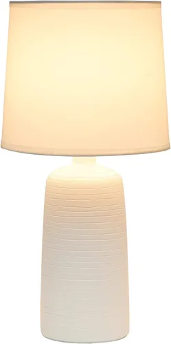Vista 5 de Simple Designs LT2085-OFF Lámpara de mesa de cerámica lineal texturizada color blanco (4 unidades)
