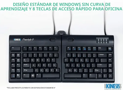 Vista 2 de Kinesis Teclado ergonómico Freestyle2 para PC (separación extendida de 20")