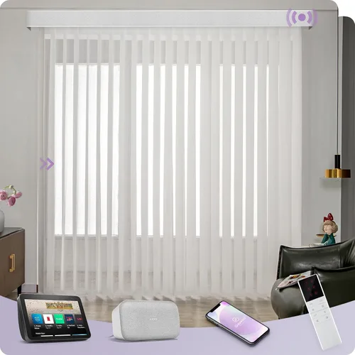 Vista 13 de Graywind Persianas verticales transparentes motorizadas compatibles con Alexa Google, cortinas transparentes inteligentes de privacidad, filtrado