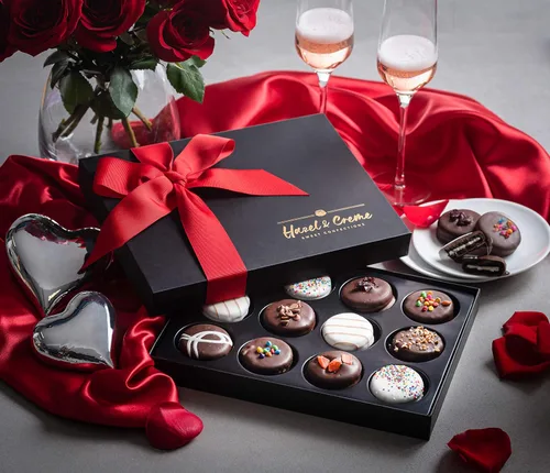 Vista 2 de Cesta de regalo de galletas de chocolate – Surtido de galletas gourmet, Kosher Vegano – Dulce regalo para él y ella, cumpleaños, aniversarios