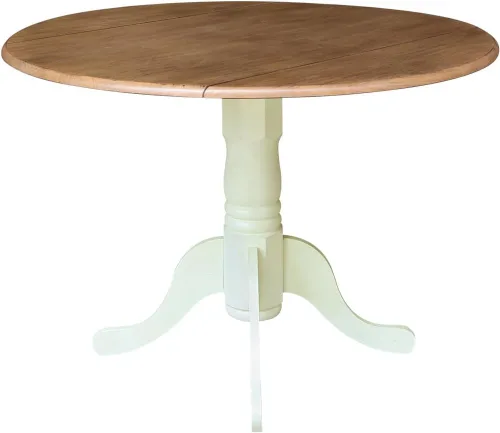 Vista 10 de IC International Concepts, Mesa de comedor redonda con pedestal de doble hoja de 42 pulgadas, madera maciza, madera de parawood real, 42 pulgadas