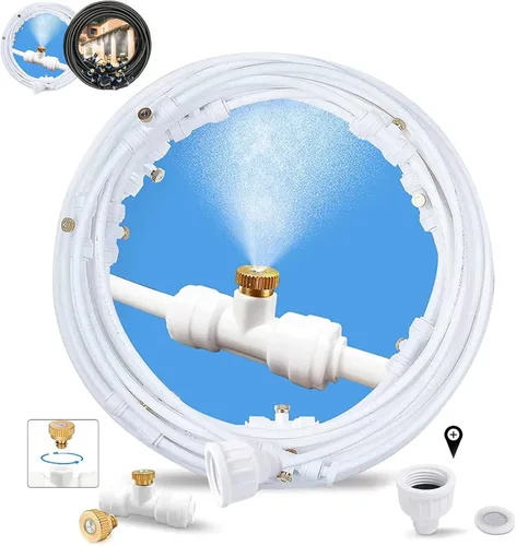 Vista 7 de Misters para exteriores para refrigeración de patio, rociador de agua exterior con filtro, 40 pies 39.4 ft. Manguera de nebulización de patio