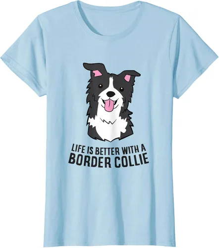 Vista 22 de Camiseta Border Collie Owner Life Is Better With a Border Collie Dog, Blanco, S