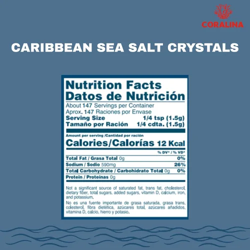 Vista 2 de Coralina Cristales de sal marina del Caribe con molinillo - Grueso y crujiente - Evaporado solar - Mejora el ensalado, carnes, mariscos y cócteles