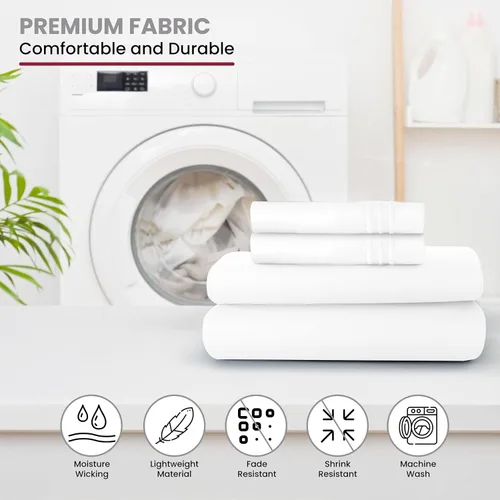 Vista 422 de LUX Décor - Juego de sábanas Twin de microfibra ultrasuave de 3 piezas con sábana encimera, sábana bajera de 16 pulgadas de profundidad y funda