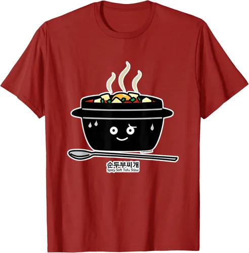 Vista 47 de Sopa coreana de guiso de tofu suave picante Sundubu jjigae huevo caliente, gris, S Negro
