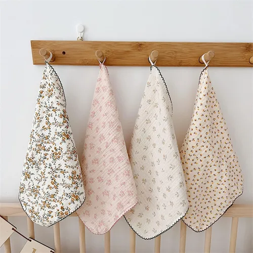 Vista 18 de BuLuTu - Paños de limpieza reutilizables 100% algodón muselina para cocina, 4 unidades, paños de cocina con estampado floral dulce, paños de esponja