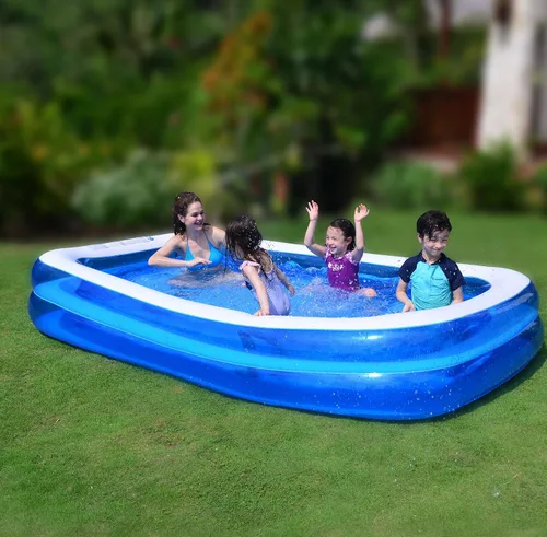 Vista 3 de Piscinas inflables, piscinas inflables para niños, adultos, familia, piscina grande al aire libre sobre el suelo (103 x 69 x 20 pulgadas)