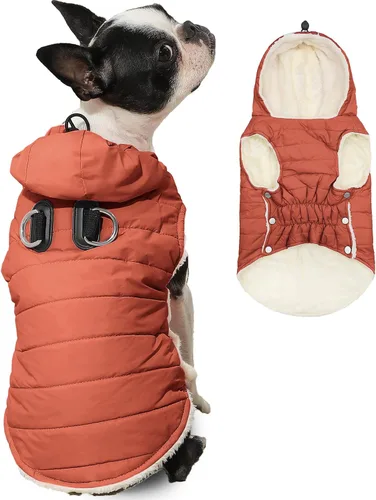 Vista 10 de vecomfy - Sudadera con capucha para perro, forro polar y algodón, extra cálida, para invierno, chaqueta para perro pequeño, abrigos con capucha