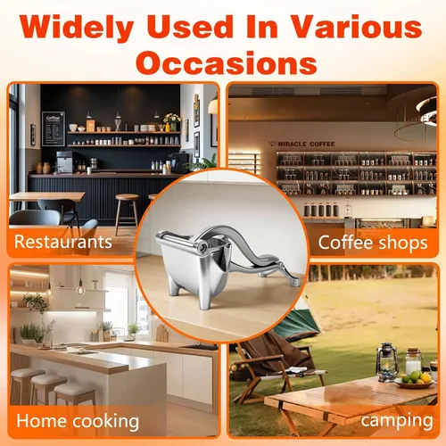 Vista 4 de Exprimidor manual, exprimidor de limón y prensa de cítricos, extractor de jugo de fruta fresca de aleación de aluminio, agarre ergonómico