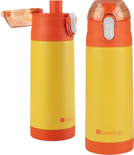Vista 14 de Bentology - Botella de agua reutilizable de acero inoxidable de 13 onzas para niños, color azul