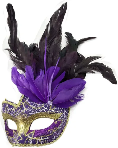 Vista 2 de Máscara de disfraz de plumas para mascarada de Halloween, Mardi Gras, máscara de fiesta de cosplay