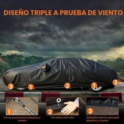 Vista 3 de Tecoom Funda impermeable para todo tipo de clima, resistente al viento, protector de granizo con forro polar y puerta con cremallera, protección
