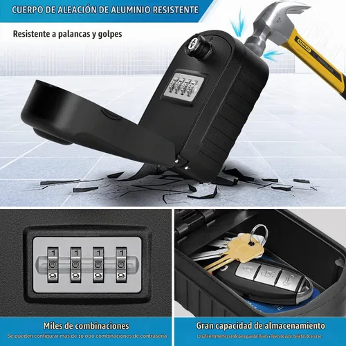 Vista 4 de BKNOOU Keys Lock Box con código, caja de seguridad de gran capacidad para montaje en pared 4-digit Resettable Combination, with Spare Key