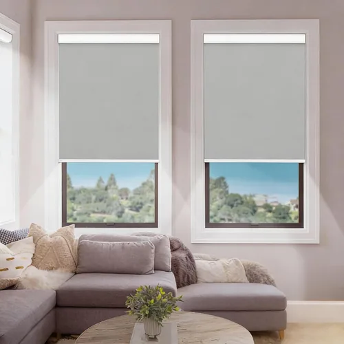 Vista 14 de DENFOON Persianas enrollables de tamaño personalizado con panel solar, persianas eléctricas térmicas opacas con control remoto para ventanas