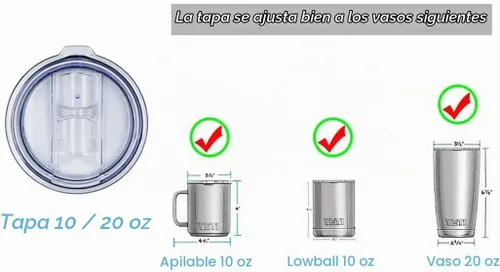 Vista 5 de DOCIK Tapas a prueba de salpicaduras para vaso Yeti Rambler Ozark Trail de 20 onzas y más vasos de viaje, también aptas para Yeti Lowball de 10