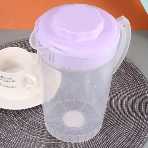 Vista 5 de Jarra de limonada para bebidas, tetera de jugo con tazas, hervidor de agua fría de plástico, jarra de agua transparente, jarra de té helado, jarra