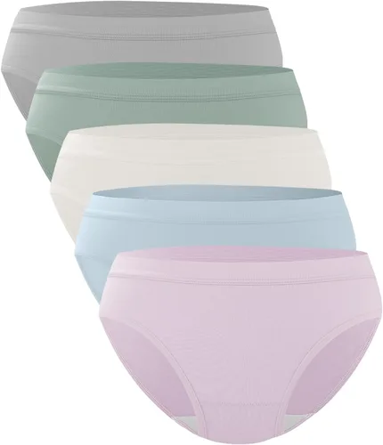 Vista 3 de BAMBOO COOL Ropa interior de bikini para mujer, bragas hipster, suaves, elásticas, transpirables, paquete de 5
