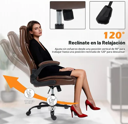 Vista 5 de Silla de oficina – Silla ergonómica de escritorio para computadora con respaldo alto con función mecedora y soporte lumbar, silla ejecutiva cómoda