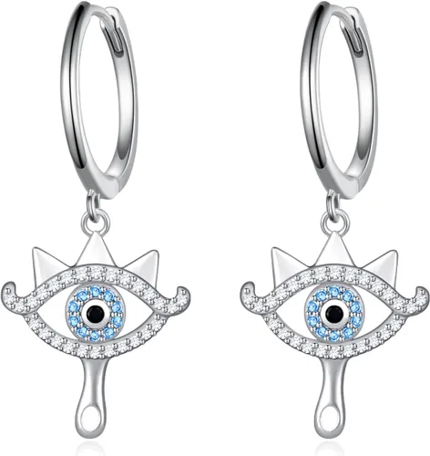 Vista 8 de Pendientes de aro de espada de plata de ley 925 con contenedor/corazón de espada/joyería de pizarra de Sheikah