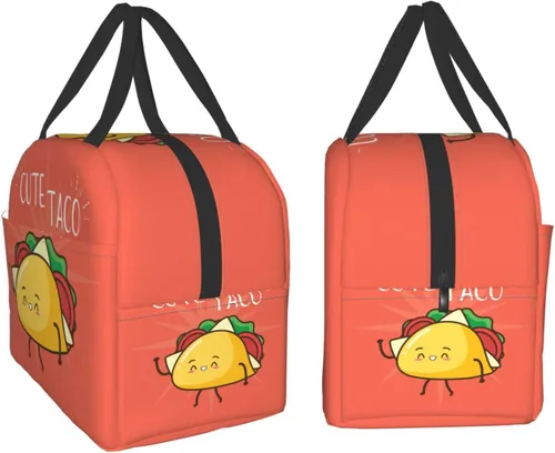 Vista 4 de Lonchera Kawaii de comida rápida con diseño de taco, reutilizable, para viajes, picnic, compras, trabajo, contenedor de alimentos para mujeres