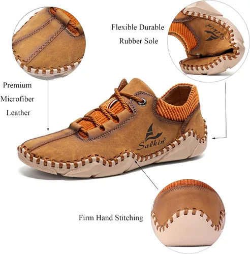 Vista 3 de Zapatos casuales para hombre, zapatos de cuero Oxford, zapatos de trabajo para hombre