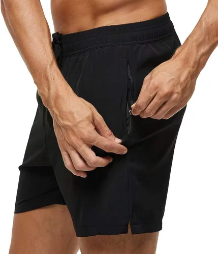 Vista 5 de Tyhengta - Traje de baño para hombres de secado rápido con bolsillos con cremallera y forro de malla