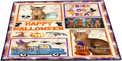 Vista 14 de Doggie of the Day Abyssinian Cats Floor Mat - Happy Fall Y'all Pumpkin - Best Dog Doormat - Protector Decor - Unique Portrait Art - Premium Quality