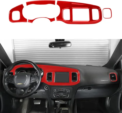 Vista 8 de Linskip Acabado de Tablero Compatible con Dodge Charger 2015 2016 2017 2018 2019 2020 2021 2022 2023, Panel de Cubierta de Consola Central