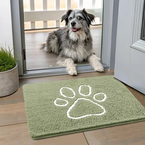Vista 209 de Smiry Tapete para puerta de perro para patas fangosas, absorbente y Gris y negro