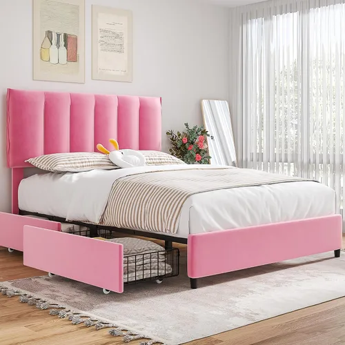 Vista 26 de VECELO Base de cama de tamaño individual con cajón de almacenamiento, base de cama de plataforma resistente con cabecera y fuerte soporte de Negro