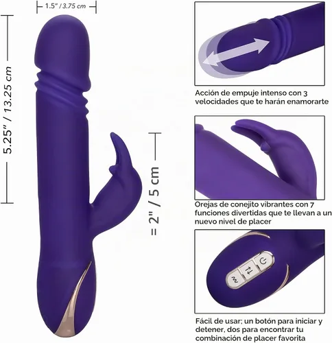 Vista 2 de CalExotics Jack Signature - Conejo de empuje de silicona, juguetes sexuales impermeables para parejas, masajeador de punto G manos libres