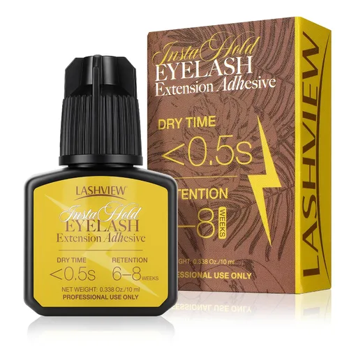 Vista 9 de LASHVIEW - Pegamento para extensiones de pestañas, 0.3 seg de secado rápido, permanencia de 6-8 semanas, adhesivo negro profesional, pegamento