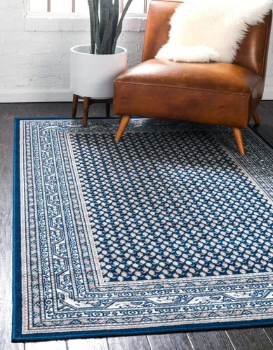 Vista 17 de Unique Loom Williamsburg Collection - Alfombra tradicional con borde central de puntos, alfombra de pasillo de 2 pies 9 pulgadas x 9 pies 10 Beige