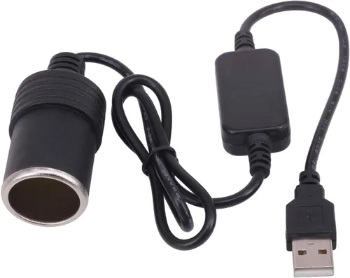 Vista 6 de LIXIN Encendedor de cigarrillos de coche de 12 V, convertidor de cable USB a enchufe hembra-negro ((1.2m/3.9ft))