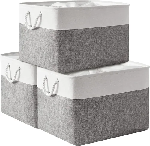 Vista 27 de TheWarmHome Contenedores de almacenamiento para estantes, tamaño mediano, 3 unidades, 13.8 pulgadas de largo x 9.8 pulgadas de ancho x 6.7 pulgadas