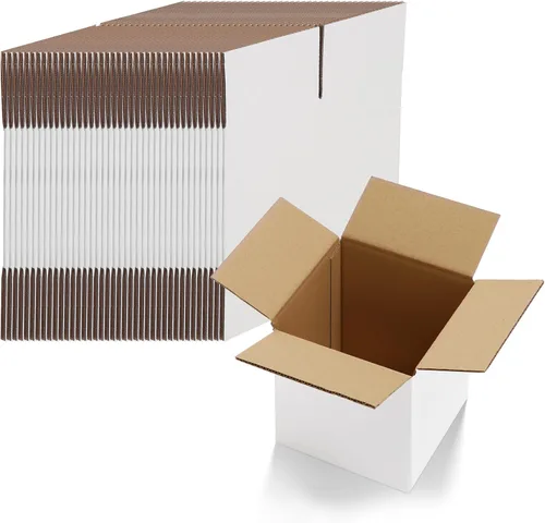 Vista 29 de HORLIMER Paquete de 40 cajas de envío de 5 x 5 x 5, caja de cartón corrugado blanco para correo, embalaje, pequeñas empresas