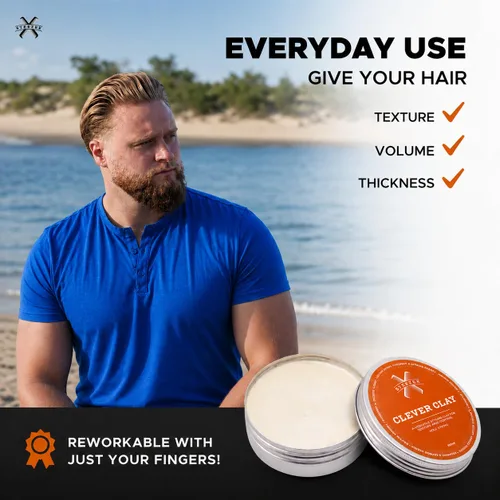 Vista 7 de Steezee Clever Clay - Arcilla para el cabello para hombres, arcilla de fijación fuerte, acabado mate, añade textura y volumen, fórmula nutritiva a