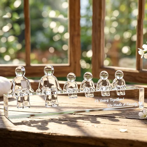 Vista 11 de Ornalrist Regalos de cristal de aniversario de boda de plata para esposa, 25 años juntos hicimos un recuerdo de decoración de cristal familiar