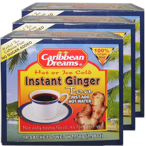 Vista 5 de Caribbean Dreams Té instantáneo de jengibre sin endulzar, 0.14 onzas, 14 sobres