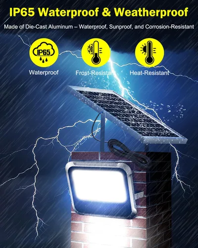 Vista 5 de Engrepo Luz Solar al Aire Libre, Luces Solares Alimentadas por Energía Solar de 10000mAh Luz de Seguridad de Inundación al Exterior 3000LM IP65