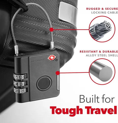 Vista 5 de KeySmart SmartLock - Cerraduras de equipaje de rastreo TSA para equipaje, rastreador GPS, bloqueo de combinación compatible con Apple Find My App