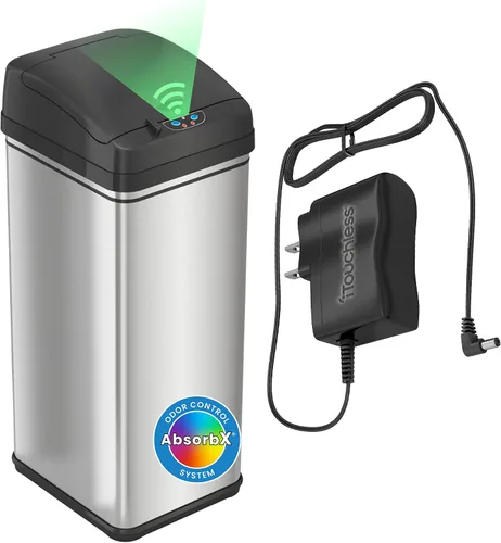 Vista 22 de iTouchless PUEDE DE BASURA AUTOMÁTICO DE 13 GALONES CON FILTRO DE ABSORTE DE OLOR Y BLOQUEO DE LA TAPA, PINDADOR DE BASURA DE COCINA DE SENSOR negro