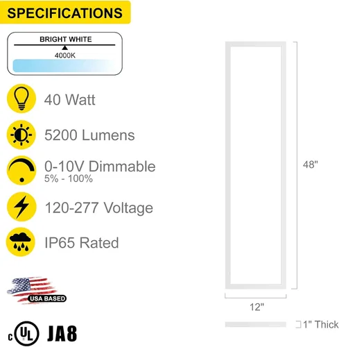 Vista 2 de NUWATT Luz de panel plano LED de 1 x 4 pies, 4000 K blanco frío, 4400 lm, voltaje universal de 120-277 V, panel LED regulable de 0-10 V, iluminación