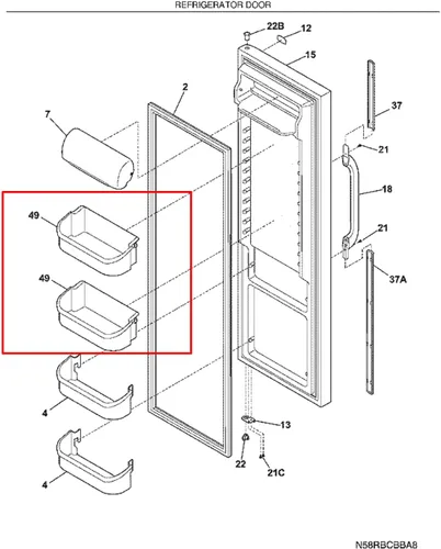 Vista 2 de Reemplazo del estante superior del compartimiento de la puerta para el refrigerador Frigidaire FFSS2615TE0 FFSS2615TS0 FGHS2631PF4A LGUS2642LF2